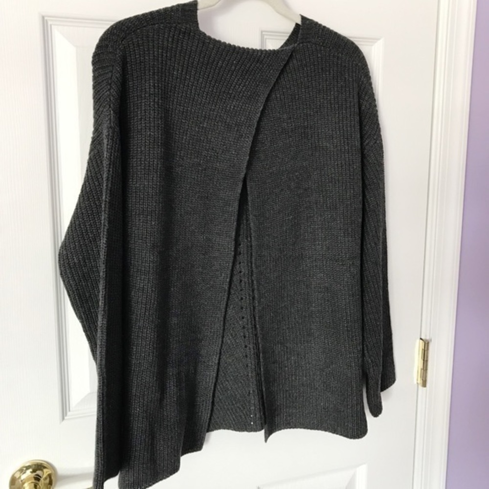 Dark Grey cozy knit open back sweater.